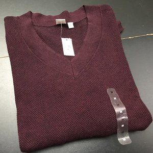 GAP WOMENS BURGUNDY V-NECK DESIGNER SWEATER